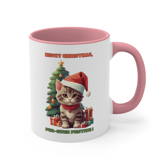 Christmas Cute Cats Accent Coffee Mug, 11oz
